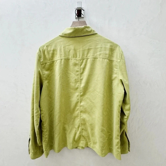 VTG Chico’s || Lemongrass Shacket Micro Suede Chore Top Sz 3 (XL) 90s Boho - Picture 2 of 6